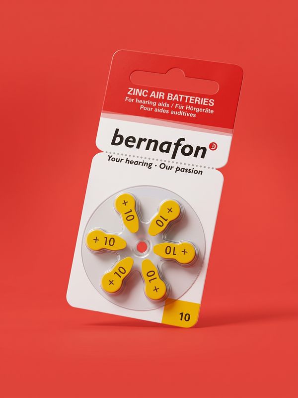Baterías Bernafon 10, pilas de zinc-aire para audífonos