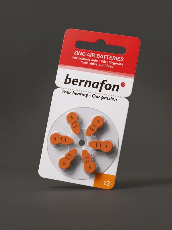 Baterías Bernafon 13, pilas de zinc-aire para audífonos